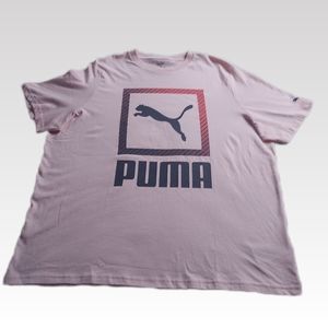 Puma Logo T-Shirt XXL Pink Blue Unisex Classic Sneakerhead Cotton Active Shirt